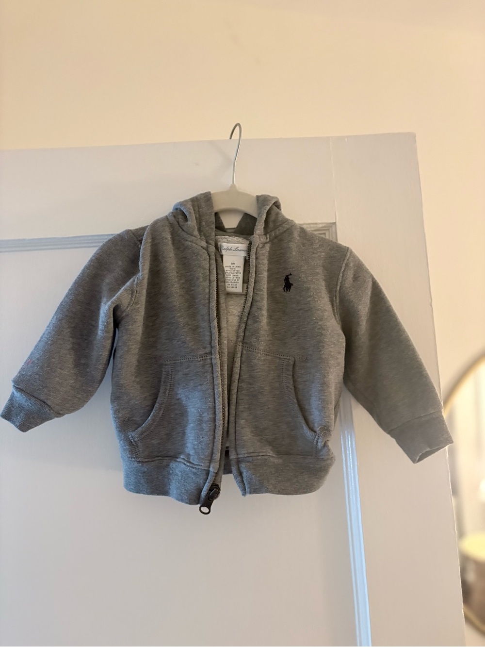 Ralph Lauren Baby 9M Grey Hooded Zip Sweatshirt